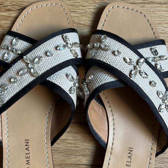 Antonio Melani Women’s Sandals with Rhinestones, 7 M, Black and Cream, Worn Once - Picture 2 of 8